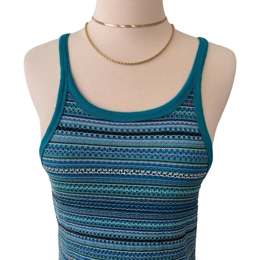 Vintage Y2K No Boundaries blue stripe knit maxi tank dress Junior's M - Picture 6 of 15